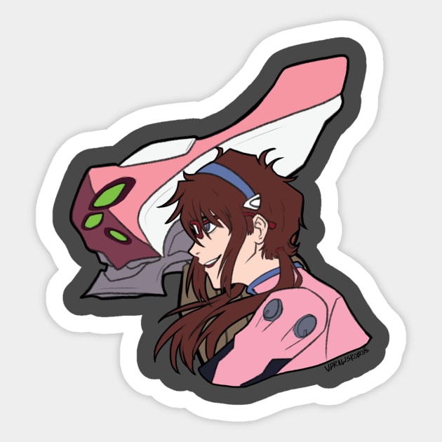 Mari Makinami and Eva Unit 05 Sticker by vdrawsrobots